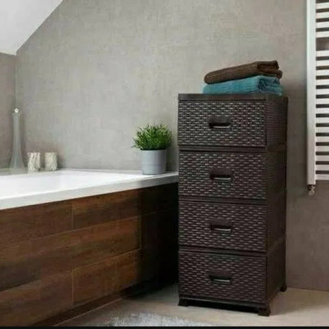 Dulap model ratan 4 sertare pentru depozitare 38x45x90 cm maro