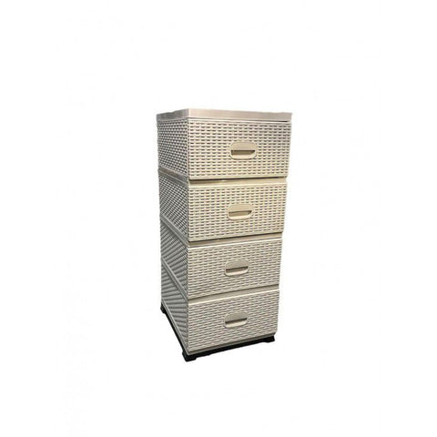 Dulap pentru depozitare 4 sertare Model Ratan Bej 38x45x90 cm Organizare Eleganta și Practica