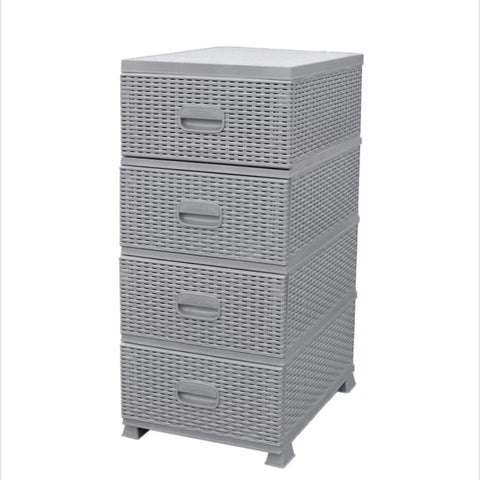 Dulap depozitare 4 sertare Model Ratan Gri 38x45x90 cm