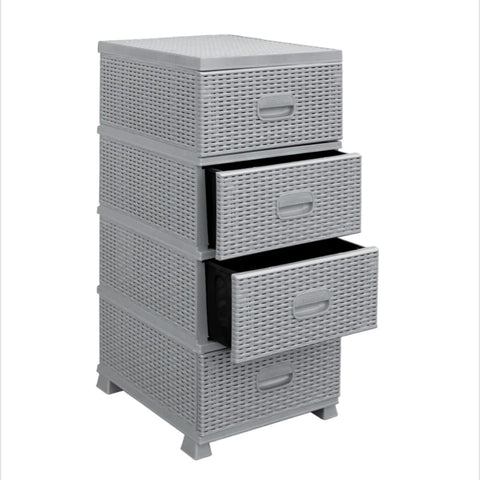 Dulap depozitare 4 sertare Model Ratan Gri 38x45x90 cm