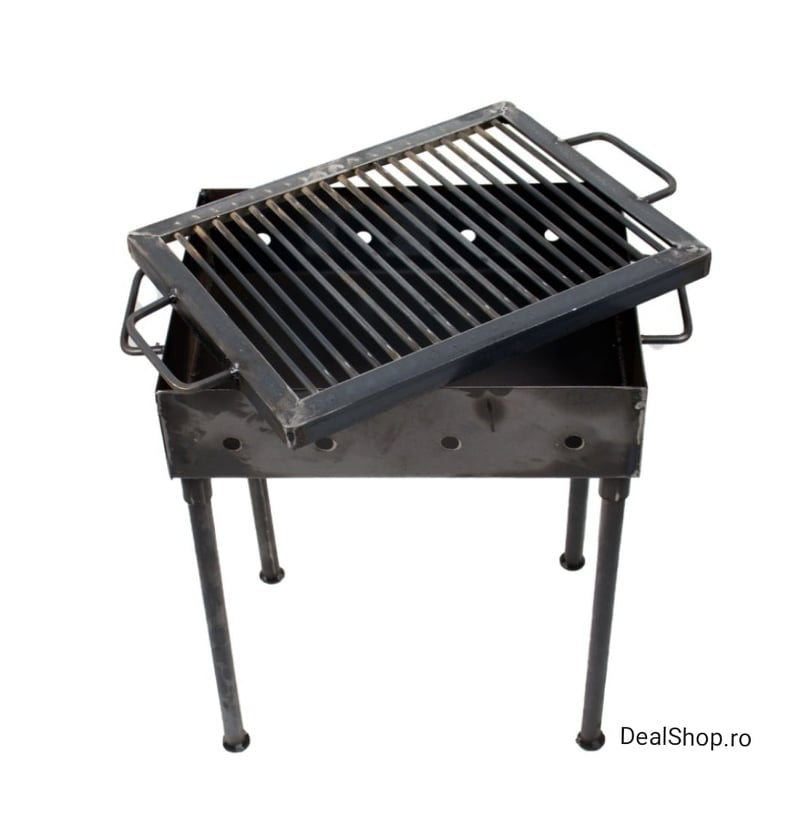 Gratar metalic demontabil 40 x 30 cm picioare detasabile Ideal pentru gatit în aer liber curte terasa
