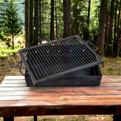 Gratar metalic demontabil 40 x 30 cm picioare detasabile Ideal pentru gatit în aer liber curte terasa