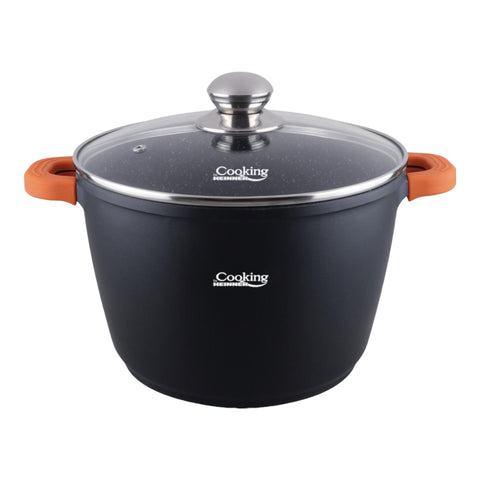 Oala 6,3 litri invelis marmură capac sticlă Cooking by Heinner Ideala pentru Supa Ciorba Sarmale GATESTE sanatos