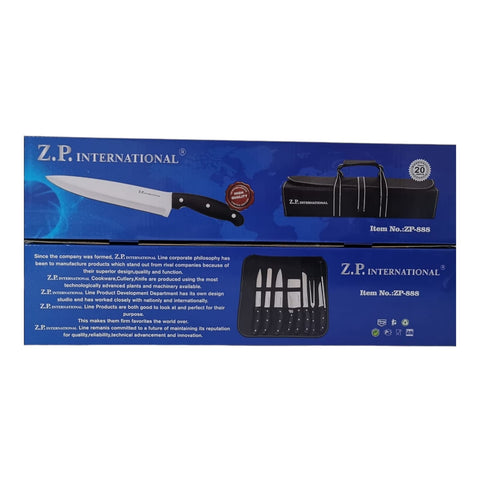 Set Profesional de Cutite si Ustensile cu husa de transportare neagra 10 Piese, ZP-888