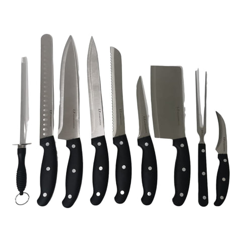 Set Profesional de Cutite si Ustensile cu husa de transportare neagra 10 Piese, ZP-888