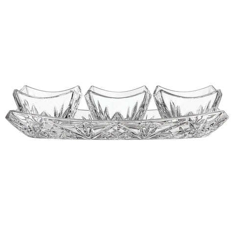 Set 3 boluri sticla cu platou 4 Piese Berlin breakfast set Eleganta și Versatilitate pt Servirea Meselor