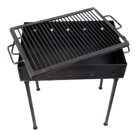 Gratar metalic cu picioare detasabile pe carbuni si lemn 50x35 cm portabil si eficient pt gatit în aer liber curte terasa
