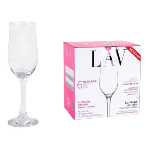 Set 6 pahare sticla sampanie Lav NEVAKAR 195CC evenimente