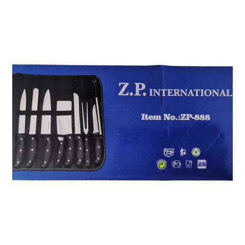 Set Profesional de Cutite si Ustensile cu husa de transportare neagra 10 Piese, ZP-888
