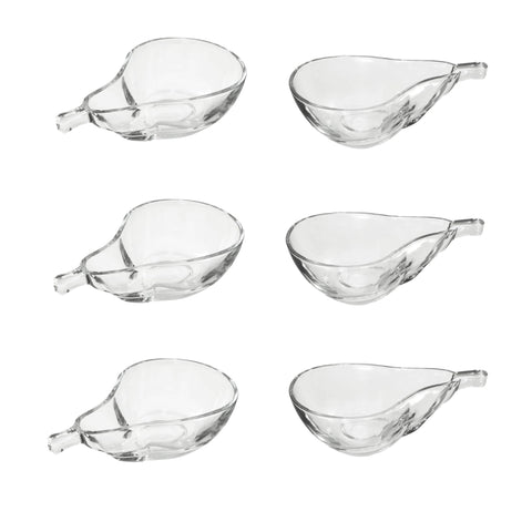 Set de 6 boluri din sticla in forma de para 15 x 9 x 4,5 cm eleganta si originalitate pentru masa ta