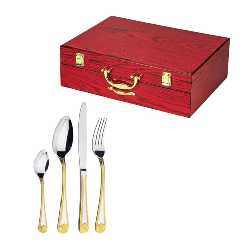 Set tacamuri pentru 12 persoane Versace otel inoxidabil 72 piese Bachmayer BM 7882 Cadoul perfect
