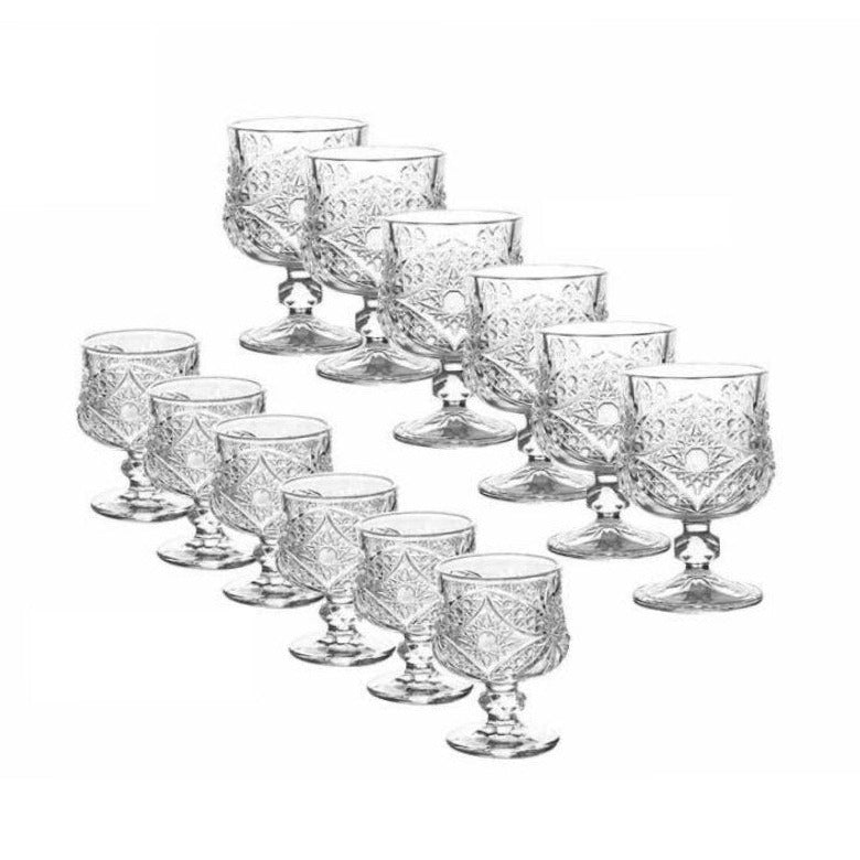 Set 12 Pahare Sticlă Transparentă 150ml & 50ml - Elegante pentru Evenimente