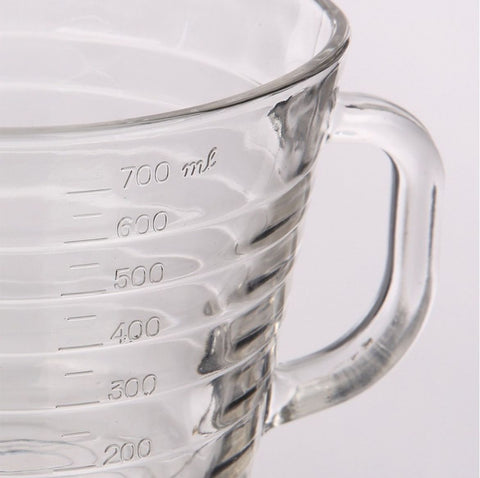 Latiera gradata 700 ml din sticla pentru spumare lapte cappuccino tip ulcior barista cu maner