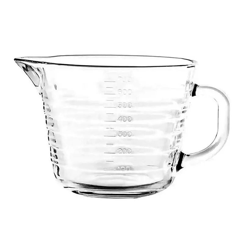 Latiera gradata 700 ml din sticla pentru spumare lapte cappuccino tip ulcior barista cu maner