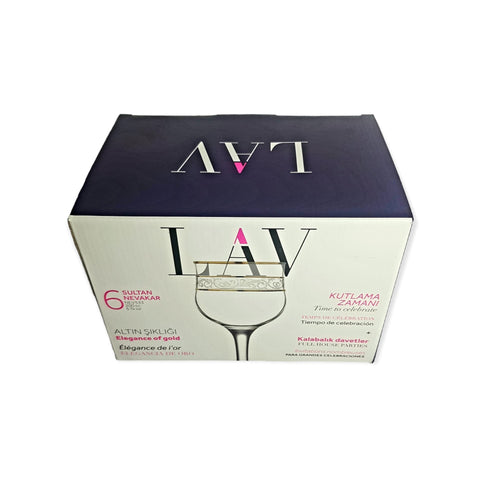 Set 6 pahare lux aurii suc apa tarie vin 200 ml Lav Adora Gold evenimente