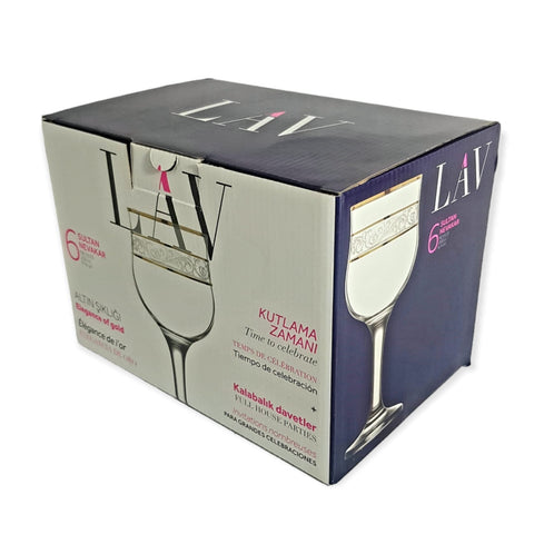 Set 6 pahare lux aurii suc apa tarie vin 200 ml Lav Adora Gold evenimente