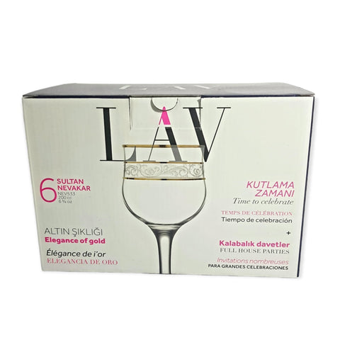 Set 6 pahare lux aurii suc apa tarie vin 200 ml Lav Adora Gold evenimente
