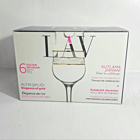 Set 6 pahare lux aurii suc apa tarie vin 200 ml Lav Adora Gold evenimente