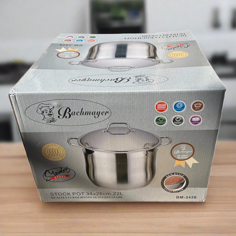 Oala Inox 22 L cu capac 34 x 26 cm Bachmayer BM-3426