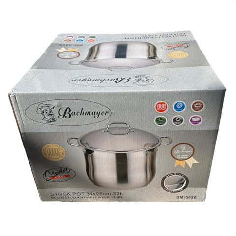 Oala Inox 22 L cu capac 34 x 26 cm Bachmayer BM-3426