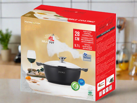 Cratita 5.7 litri interior marmura capac sticla Royalty Line 28 cm RL-BS 28ML GATESTE traditional SANATOS