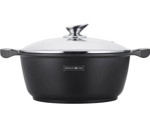 Cratita 4,8 litri cu invelis de marmura si capac sticla Royalty Line Gătește sanatos RL-BS26ML
