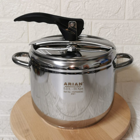 Oală sub presiune 5 litri inox cu fund multistrat Arian Cucta Ideala pentru sarmale si supe CADOUL PERFECT