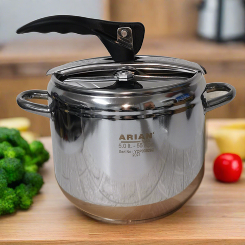 Oală sub presiune 5 litri inox cu fund multistrat Arian Cucta Ideala pentru sarmale si supe CADOUL PERFECT