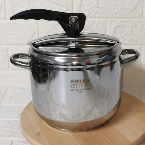 Oală sub presiune 5 litri inox cu fund multistrat Arian Cucta Ideala pentru sarmale si supe CADOUL PERFECT