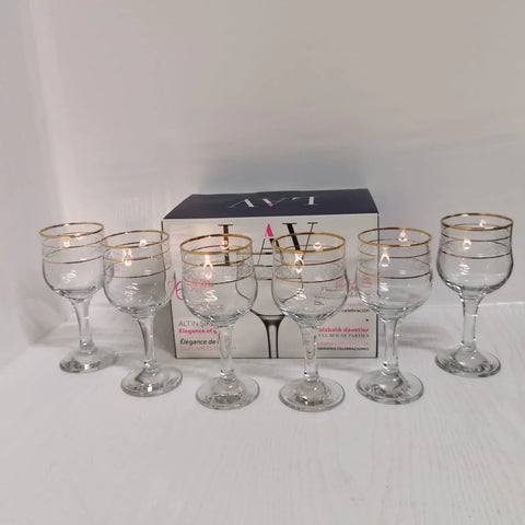 Set 6 pahare cu picior Lav Adora Gold Aurii 240 ml terasa evenimente piscina