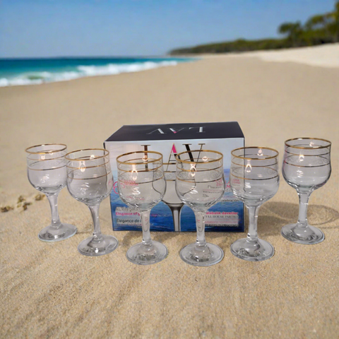 Set 6 pahare lux aurii suc apa tarie vin 200 ml Lav Adora Gold evenimente