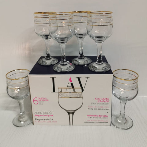 Set 6 pahare lux aurii suc apa tarie vin 200 ml Lav Adora Gold evenimente