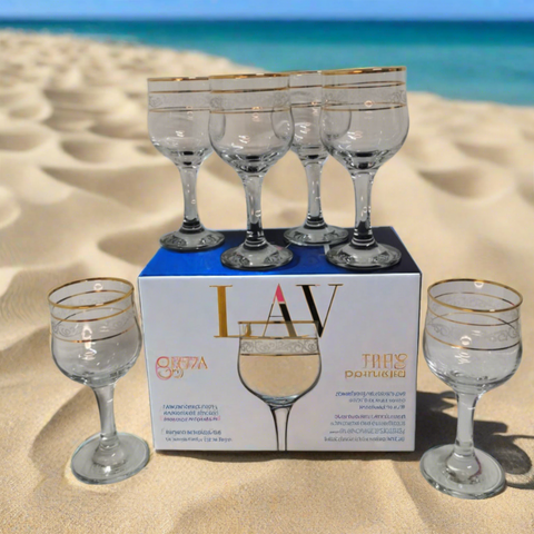 Set 6 pahare lux aurii suc apa tarie vin 200 ml Lav Adora Gold evenimente