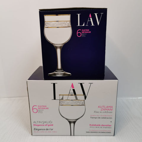 Set 6 pahare lux aurii suc apa tarie vin 200 ml Lav Adora Gold evenimente