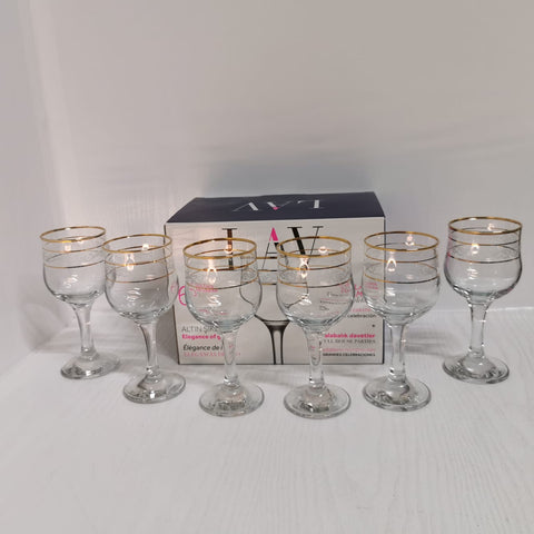 Set 6 pahare lux aurii suc apa tarie vin 200 ml Lav Adora Gold evenimente