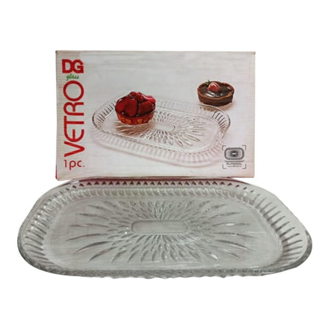 Platou din sticlă dreptunghiular Vetro 29,5 x 17,5 cm Ideal pentru aperitive si deserturi