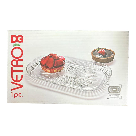 Platou din sticlă dreptunghiular Vetro 29,5 x 17,5 cm Ideal pentru aperitive si deserturi