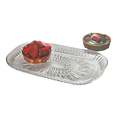 Platou din sticlă dreptunghiular Vetro 29,5 x 17,5 cm Ideal pentru aperitive si deserturi