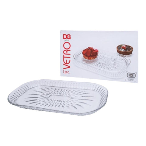 Platou din sticlă dreptunghiular Vetro 29,5 x 17,5 cm Ideal pentru aperitive si deserturi