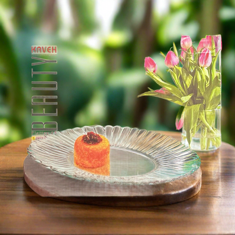 Platou aperitiv si desert oval din sticla rezistenta 27x20 cm Beauty
