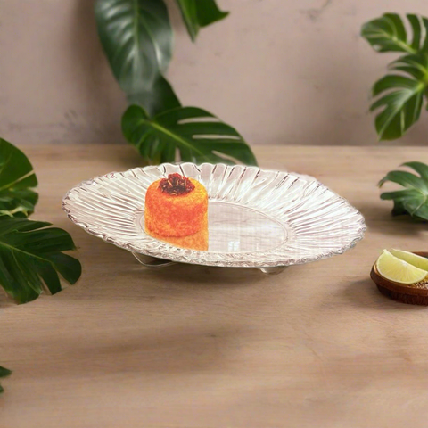 Platou aperitiv si desert oval din sticla rezistenta 27x20 cm Beauty