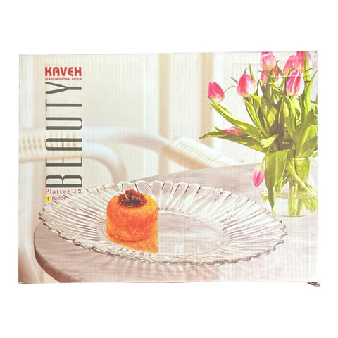 Platou aperitiv si desert oval din sticla rezistenta 27x20 cm Beauty