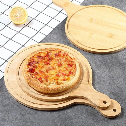 Platou pizza cu sant rotund  bambus pentru prezentare si servire 33/23 cm Servire Eleganta și Naturala