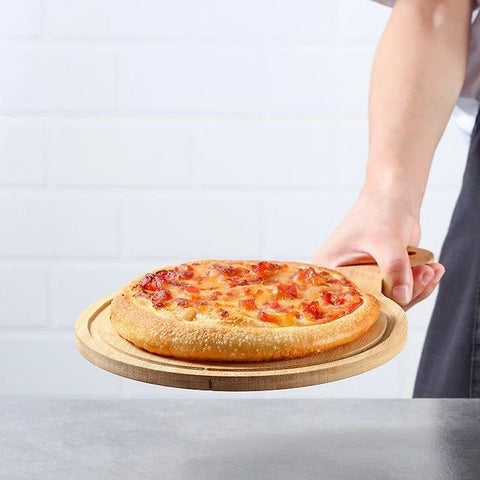 Platou pizza cu sant rotund  bambus pentru prezentare si servire 33/23 cm Servire Eleganta și Naturala