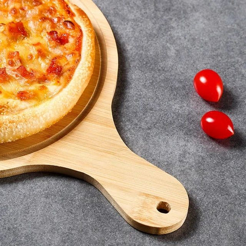 Platou pizza cu sant rotund  bambus pentru prezentare si servire 33/23 cm Servire Eleganta și Naturala
