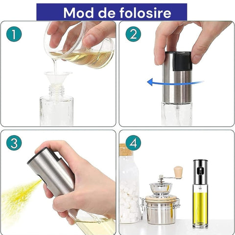 Pulverizator Reîncărcabil pentru Oțet, Ulei și Alte Lichide - 100 ml | Design Elegant și Funcțional
