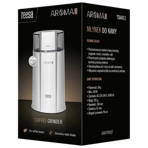 Rasnita cafea TEESA TSA4011 Aroma G10 160 W capacitate 50 g alb
