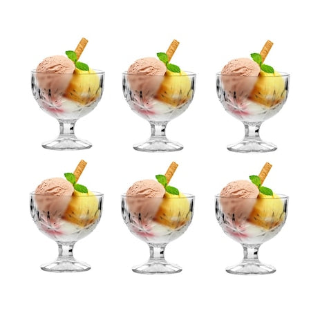 Set 6 cupe sticla pt înghetata/salată fructe 300 ml Sonia terasa piscina evenimente