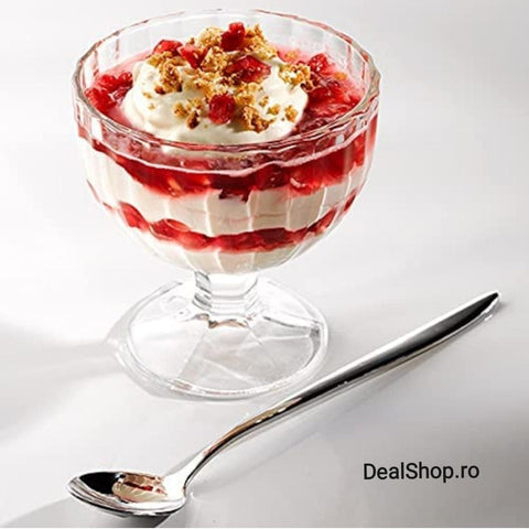 Set 6 cupe înghețata/salata fructe din sticla Flamengo 300 ml Rasfat cu stil la fiecare desert