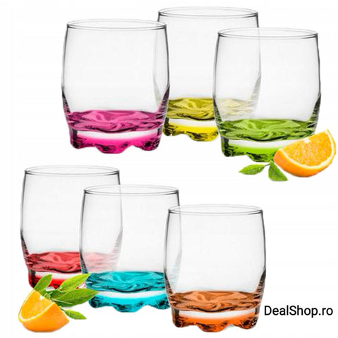 Set 6 pahare sticla color 290 ml Ideale pt terasa evenimente CADOUL PERFECT